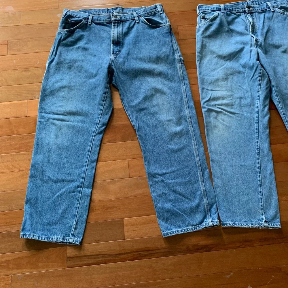 Dickies Carpenter Jeans Mens 38x30 Relaxed Fit Blue Denim Work Pants Lot 2